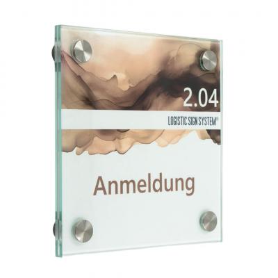 Tuerschild VITRUM B aus Glas fuer Buero 140 140 B4